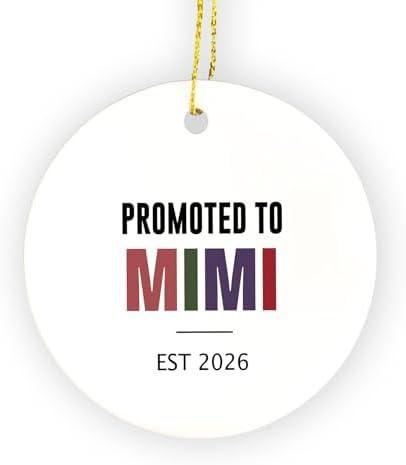 FUGWN Mimi Ornament, New First Time Grandma Gifts Hanging Ornaments for Christmas Tree Party Holiday Decorations, Promoted to Mimi 2026 Decorative Ornaments Keepsake