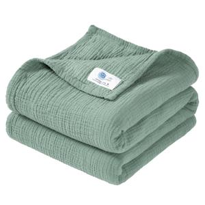 Lulumoon Muslin Quilt Blanket, Crib Blanket for Baby and Toddler,47x47 Inches(Lotus Leaf)