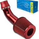 PHILTOP 3" Cold Air Intake Kit System Compatible with Honda CR-V 1999-2020, Civic 1999-2020, Odyssey 1998-2021, Hyundai Sonata 1999-2021, High Performance, Red