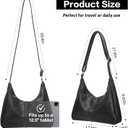 Hobo Tote Bags for Women, Casual Slouchy Shoulder Bag Crossbody Purse, Ultra Soft Foldable Vegan Leather Handbag(12.99"×5.12"×9.06")