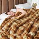 Faux Fur Throw Blanket for Couch, 1000 GSM Cozy Fuzzy Fluffy Soft Plush Thick Bubble Sherpa Blanket for Sofa Bedroom Living Room, Mothers Day Birthday Gifts for Women Home Decor