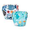 ALVABABY Swim Diapers Large Size 2pcs Pack Reuseable &Adjustable Baby BoyZDYK05-06