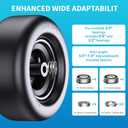 13x6.50-6" Flat Free Lawn Mower Tires, Universal Fit Solid Front Tires for Zero Turn Mowers, Adjustable Hub with 3/4" & 5/8" Bearings for Residential & Commercial Use, 2 Pack