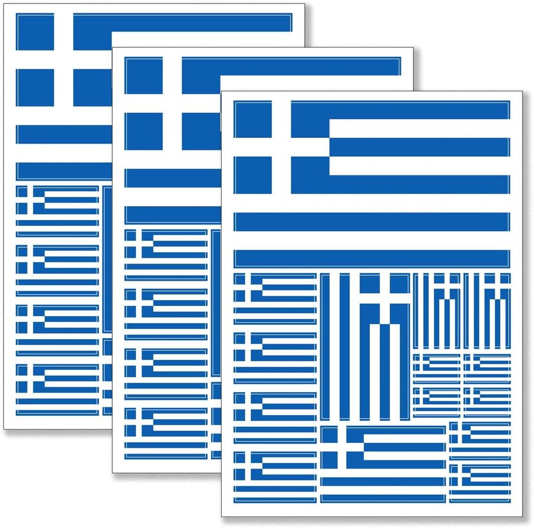 QQSD Greece Flag Sticker Greek Decal in Multiple Sizes, 3 Pack, 11.7 x 8.3 Inches