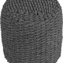 Cortesi Home Augusta Round Rope Pouf Ottoman, 16.5", Grey