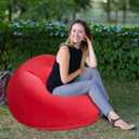 Realspring Inflatable Sofa Bean Bag Lounge Chair Lazy Sofa Folding Portable Chair for Living Room Bedroom Balcony Reading Room (Red, 2 Pcs)