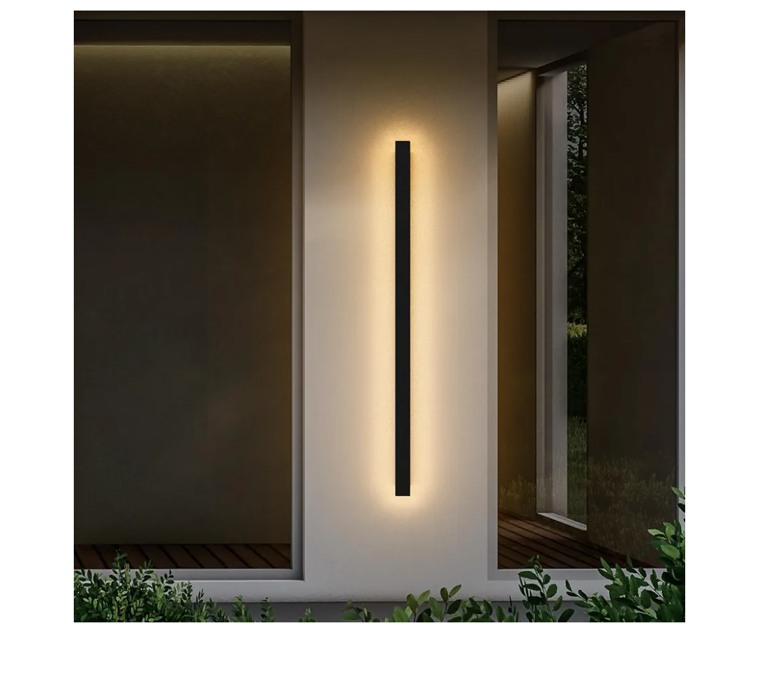 Lundwa 56.3inch Long Outdoor LED Wall Light 45W Black Warm White Porch Light Acrylic Waterproof IP65 Exterior Wall Light Fixture for House Patio Porch Courtyard
