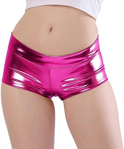 Kepblom Women's Shiny Metallic Rave Booty Shorts Hot Pants Dance Bottom (Large)