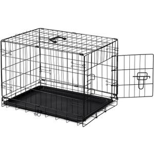 DUMOS Dog Crate, 30 Inch Medium Single Door Dog Cage with Plastic Leak-Proof Pan Tray, Folding Metal Wire Pet Kennel for Indoor, Outdoor, Travel