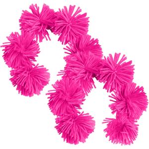 2 x Fluffy Pom Pom Headbands  Fuzzy Yarn Hair Accessories for Halloween, Cosplay, and Dress-Up Parties (Pink 2pcs)