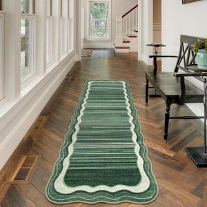 Lahome 2x6 Green Washable Hallway Runner Rug,Kitchen Runner Rugs Non Skid Washable,Modern Abstract Soft Indoor Entryway Carpet Runner for Bathroom Laundry Room Bedside(Green,2x6) (2' x 6', Green)
