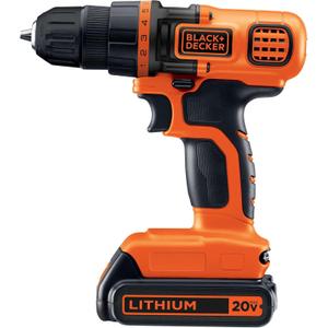BLACK+DECKER 20V MAX Cordless Drill and Driver, 3/8 Inch, With LED Work Light, Battery and Charger Included (LDX120C)