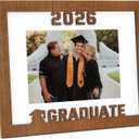2026 Graduation Photo Frame, Laser Engraved Wood Keepsake for Class of 2026, 8x10 & 5x7 Double Opening with White Mat, Senior Graduation Gift & Party Decoration, Wood Landscape