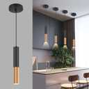 Modern Black and Gold Pendant Light Fixture for Kitchen Island, 1-Light Pendant Lighting with GU10 LED Bulb Ceiling Hanging Lights Cord Adjustable for Living Room Bedroom Dining Room