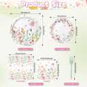96 Pieces Spring Wildflower Floral Tableware Set Garden Flower Disposable Plates, Napkins for Spring Birthday, Bridal Shower, Tea Party, and Mothers Day Celebrations Serves 24 Guests