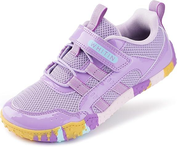 WHITIN Little Kids Barefoot Shoes Girls Boys Wide Toe Box Sneakers Size 11 Zero Drop Running Walking No-Slip Children Lightweight Colorful Purple 29