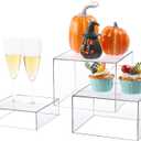 Acrylic Risers Display Stands, 3 Pcs Clear Cube Boxes Display Stand, Buffet Risers with Hollow Bottom, Food Stands, Retail Vendor Store Display Riser Showcase for Jewelry Figures Collectibles Cake