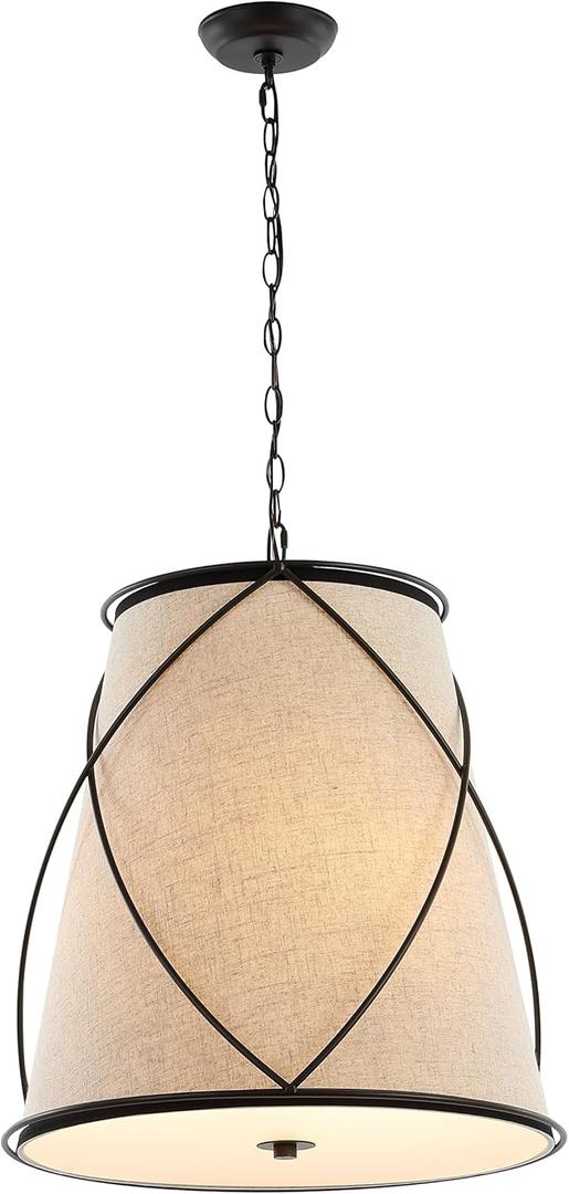 JONATHAN Y JYL1315A Milo 19" 3-Light Rustic Farmhouse Iron LED Pendant Industrial Modern Adjustable Dining Room Living Room Kitchen Island Foyer Bedroom Hallway, Oil Rubbed Bronze