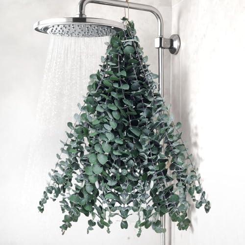 DomeStar 16PCS Real Dried Eucalyptus for Shower, 16"-17" Natural Eucalyptus Stems Hanging Shower Plant Stress Relax and DIY Greenery for Bathroom Home Decor