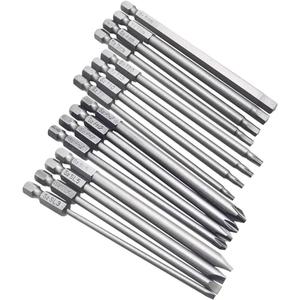 Yakamoz 16Pcs 4-in-1 Multi Long Magnetic Screwdriver Bit Set with 1/4" Hex Shank Drill Screw Driver Bits Power Tools Kit (Hex Head Allen Wrench, Torx Security, Cross Phillips & Flat Head Slotted Tip)