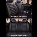Priprilod Car Seat Covers Full Set,Universal Fit for Most Cars,SUV,Sedans and Pick-up Trucks,Automotive Vehicle Faux Leather Cushion Covers for 5 Passenger Cars | Black Leather with red Stitching