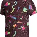 KYKU 80s Costume 90s Clothes Hawaiian Shirt for Men Button Down Shirts Short Sleeve Retro Disco Outfits (Small)