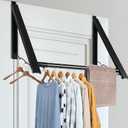 Over The Door Clothes Hanger,1.69 Inch Door Hook For Over The Door Drying Rack,Foldable Retractable Overdoor Hanger Hook For Bathroom,Laundry Room,Apartament And Bedroom (Black)