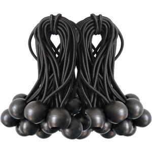 Ball Bungee Cords, Black Tie Down Cords for Tarp, Canopy Shelter, Wall Pipe, UV Resistant