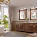 Farmhouse Bathroom Mirror, 24x36 Inch Brown Vanity Mirror for Wall, Wood Framed Rustic Mirror Rectangular Wall Decor Mirrors for Entryway Living Room Bedroom