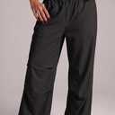 Women Super Lightweight Wide Leg Loose Fit Elastic High Waisted Palazzo Pants Casual Summer Cruise Outfits (Black, XL)