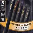 Pentel EnerGel Kuro Retractable Liquid Gel Pen, Shades of Black, 0.7mm tip, Assorted black ink, Pack of 5 Pens