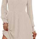 SAMPEEL Dresses for Women 2025 Long Sleeve Fall Fashion Casual Sweater Dress Trendy Outifts (Large, Apricot)