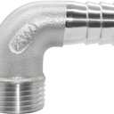 Joywayus Stainless Steel Hose Fitting 90 Degree Elbow 5/8" Barb x 1/2"NPT Male Pipe Water/Fuel/Air