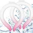 2PCS Neck Cooling Tube, Reusable Ice Neck Cooler Ring, Wearable Body Cooling Tube for Summer Hot Weather, Ice Collar for Outdoor Indoor Activities Relief for Hot Flashes (Pink)