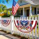 USA 250th Anniversary Bunting Patriotic Decorations American Flag Eagle Design Banner for Independence Day 4th of July Memorial Day Outdoor Decorations 2 Pack