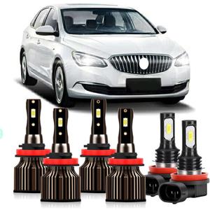 High Low Beam Fog Lights Fit For Buick Verano 2012 2013 2014 2015 2016 2017 Light Bulbs Combo, 6000K White Car Light Plug and Play, 400% Brightness, 6-Pack, Set Of 2