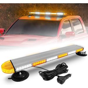 ASPL 31 inch Low Profile Rooftop Emergency Strobe Lights Bar Full Aluminum Flashing Safety Warning Traffic Advisor Lightbar Hazard Snow Plow Light for Trucks Tow Construction Vehicles (Amber/White)