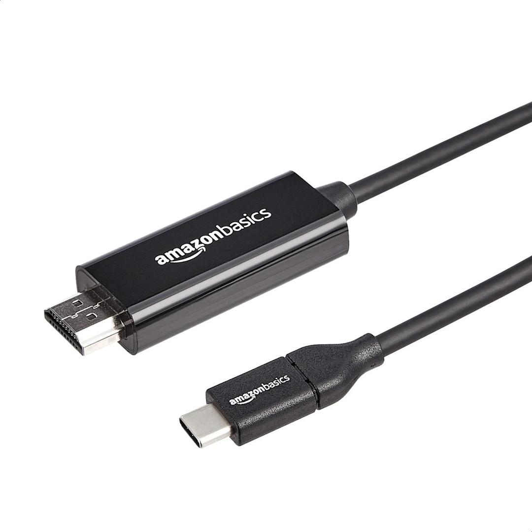 Amazon Basics USB-C to HDMI Cable Adapter, Thunderbolt 3 Compatible, 4K30Hz, Plug and Play, 6-Foot, Black
