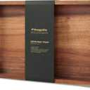 Fibogollo Acacia Wood Serving Tray with Metal Handles,15x10in Ottoman Decorative Trays Platter for Coffee Table,Living Room,Bar,Party(Medium) (Brown)