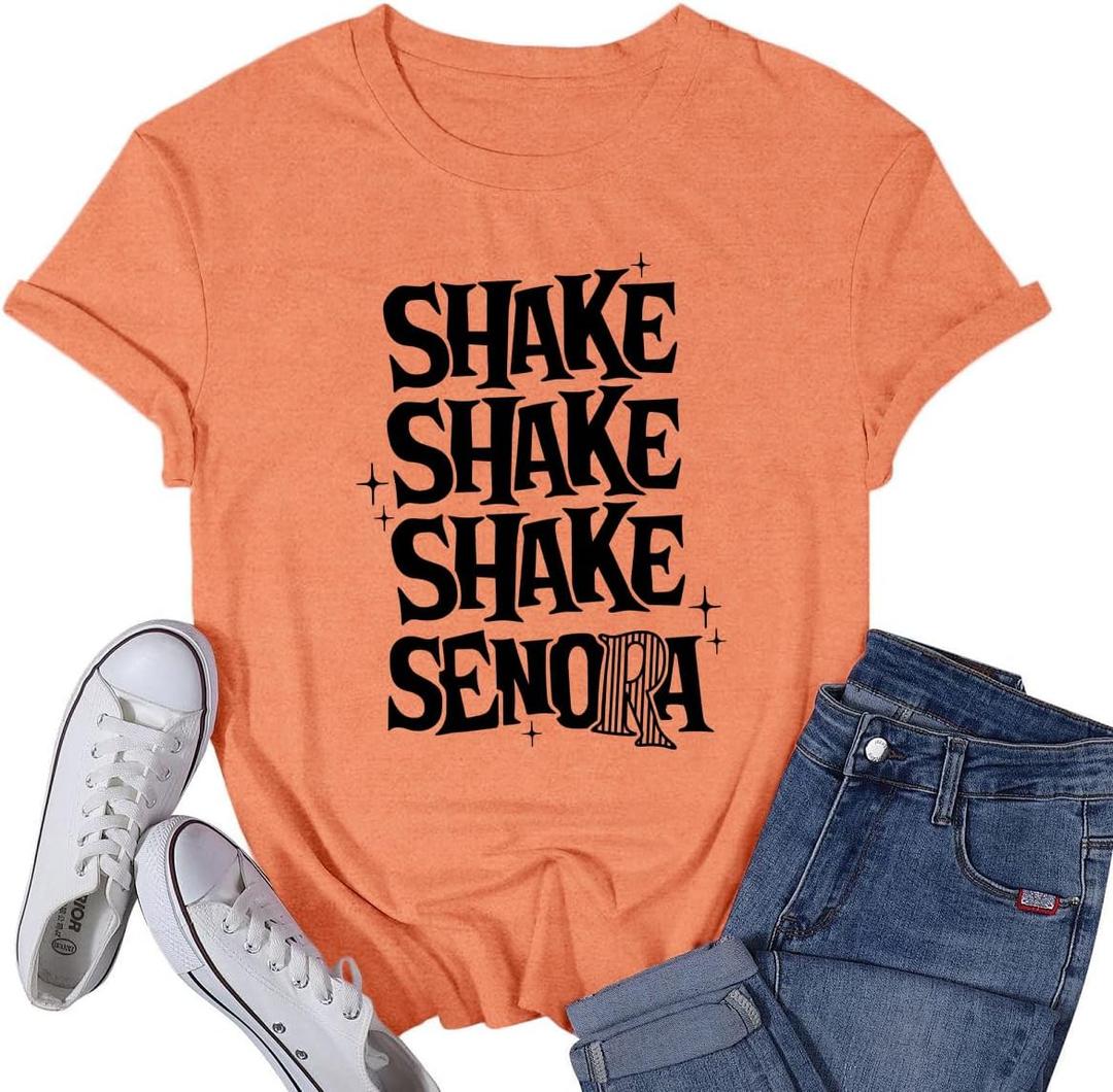 Womens Halloween Shirt Pumpkin Fall Ghost T-Shirts Spooky Season Autumn Tee Tops (Orange, M)