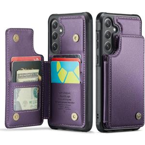 Vinich for Samsung Galaxy S24 Plus Wallet Case with Card Holder, RFID Blocking Credit Slots Kickstand Shockproof Phone Cover Fit for Galaxy S24 Plus 6.7" Purple