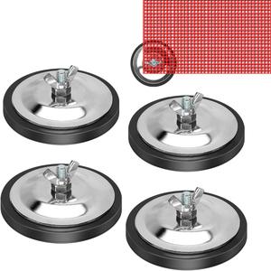 WFPOWER 4 Pack Magnetic Holder for Oversize Load Signs, Rubber Coated Strong Magnet for Wire Loop Flags With Locking Wing Nut, Heavy Duty Safety Sign for Trucks