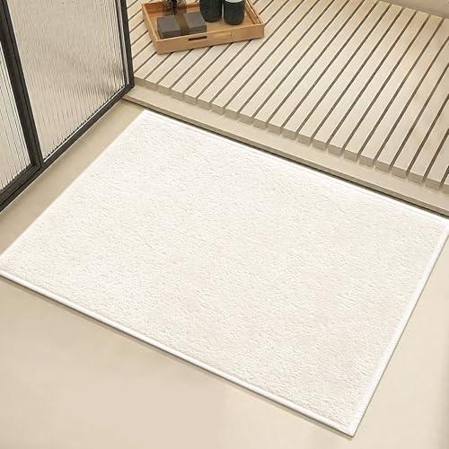 Bilimili Bath Mat-Non-Slip Bathroom Floor Mats-Absorbent Quick Dry Low Pile Bathroom Rugs Fit Under Door-Bath Rug for Sink,Bathtub,Shower Room,17"×24",White preowned