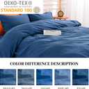 NEXHOME PRO 100% Washed Cotton Duvet Cover Super King 108"x98", Organic Natural Linen Look Textured 3 Pieces Bedding Set Royal Navy Klein Blue Breathable (No Comforter)