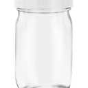 Yodecy 4 Pcs 32 oz Clear Wide Mouth Mason Jars with Airtight Lids and White Plastic Lids, Canning Jars for Overnight Oats, Food Storage and More