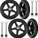Covzoe 4 Pack Walker Wheels Replacement, 6 Inch Anti-Slip Solid Roller Wheels for Walkers, Heavy-Duty Office Wheelchair Front Wheel Accessories, Hub for Wheelchairs Rollators Walkers