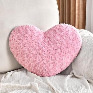 Heart Pillow Pink Throw Pillows, Soft Fluffy Decorative Pillows for Bed Couch Chair, Cute Heart Shaped Room Decor Gifts for Valentine Anniversary Birthday Mothers Christmas (Small, 13"x10")