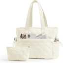 TOPEAST Tote Bag for Women Puffy Tote Travel Bag, Light 15.6" Laptop Work Handbag, Quilted Shoulder Bag Purse for Student Gym