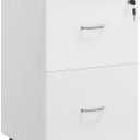 VASAGLE 2-Drawer File Cabinet, Locking Filing Cabinet for Home Office, Small Rolling Printer Stand, A4, Letter-Size Hanging Files, Assembly Required, Snow White ULCD027T46V2