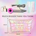 8 x Hiroyuki Iridescent Makeup Bag, 14 inches Cosmetic Bag, Large Capacity Travel Pouch (Skin, pink)